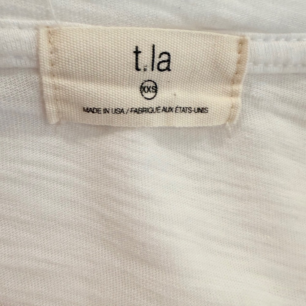 t.la Anthropologie Embroidered Crab V-Neck Pocket T-Shirt XXS Slub Knit - Picture 2 of 8